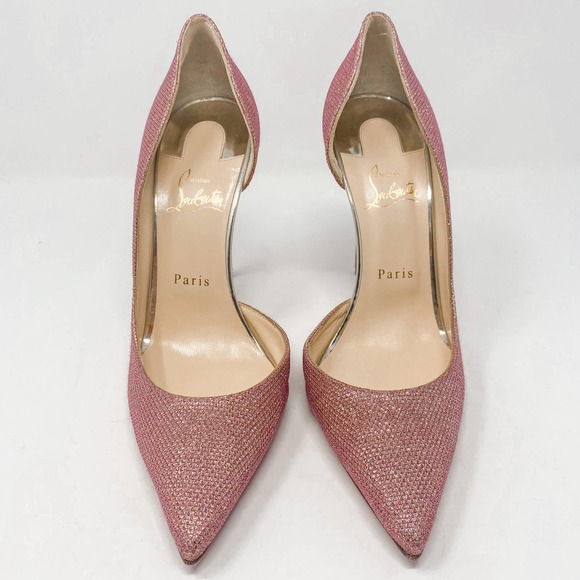 Christian Louboutin Iriza 100 Glitter Tisse Pink Heels EU 40 US 10 - Picture 3 of 15